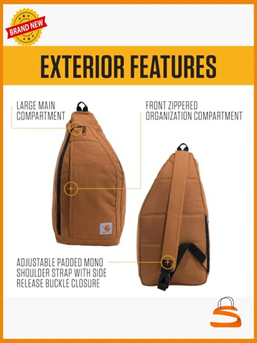 Sling Bag Crossbody Backpack with Tablet Sleeve Adjustable Strap Water